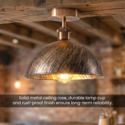 Vintage Flush Mount Ceiling Light With 21Cm Dome Lampshade Durable Metal E27 Flush Light Fitting For Livingroom Kitchen - thumbnail 3