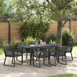 Berkfield Garden Dining Set 7 Pcs Black - thumbnail 1