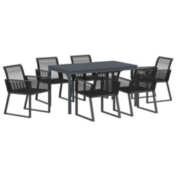 Berkfield Garden Dining Set 7 Pcs Black - thumbnail 2