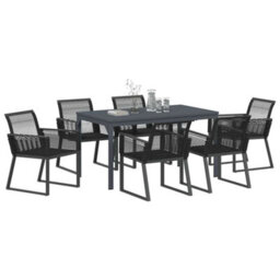 Berkfield Garden Dining Set 7 Pcs Black - thumbnail 3