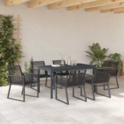 Berkfield Garden Dining Set 7 Pcs Black - thumbnail 4