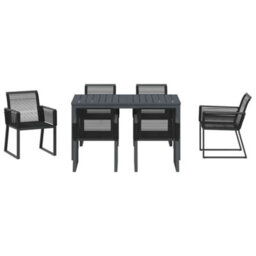 Berkfield Garden Dining Set 7 Pcs Black - thumbnail 7