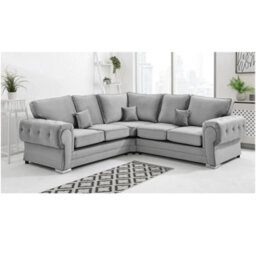Chingford Plush Velvet Full Back 2C2 Corner Sofa Silver