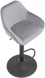 Lamboro Velluto Kitchen & Breakfast Bar Stool, Velvet Padded Seat & Backrest, Matt Black Footrest, Height Adjustable Swivel Gas Lift, Grey - thumbnail 6