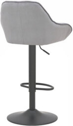 Lamboro Velluto Kitchen & Breakfast Bar Stool, Velvet Padded Seat & Backrest, Matt Black Footrest, Height Adjustable Swivel Gas Lift, Grey - thumbnail 4
