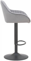 Lamboro Velluto Kitchen & Breakfast Bar Stool, Velvet Padded Seat & Backrest, Matt Black Footrest, Height Adjustable Swivel Gas Lift, Grey - thumbnail 2
