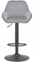 Lamboro Velluto Kitchen & Breakfast Bar Stool, Velvet Padded Seat & Backrest, Matt Black Footrest, Height Adjustable Swivel Gas Lift, Grey - thumbnail 3