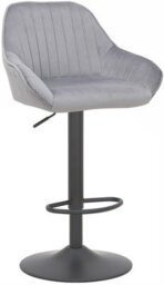 Lamboro Velluto Kitchen & Breakfast Bar Stool, Velvet Padded Seat & Backrest, Matt Black Footrest, Height Adjustable Swivel Gas Lift, Grey