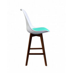 Fusion Living Soho White And Aqua Plastic Bar Stool With Dark Wood Legs - thumbnail 5