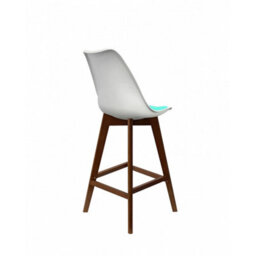 Fusion Living Soho White And Aqua Plastic Bar Stool With Dark Wood Legs - thumbnail 4