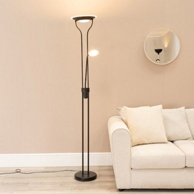 Valuelights Beata Black Integrated Led Uplighter Floor Lamp With Task Reading Side Lamp - image 1