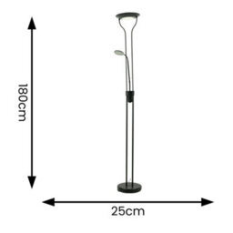 Valuelights Beata Black Integrated Led Uplighter Floor Lamp With Task Reading Side Lamp - thumbnail 6