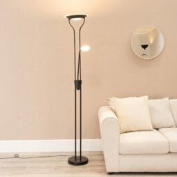 Valuelights Beata Black Integrated Led Uplighter Floor Lamp With Task Reading Side Lamp