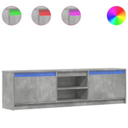 Berkfield Tv Cabinet With Led Concrete Grey 180X34X50 Cm Engineered Wood - thumbnail 2
