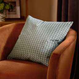 furn. Furn Checkered Velvet Polyester Filled Cushion, Mineral, 45 X 45Cm - thumbnail 1
