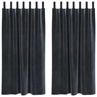 Berkfield Modern Blackout Curtains With Hanging Loops 2 Pcs Dark Grey Velvet - image 1