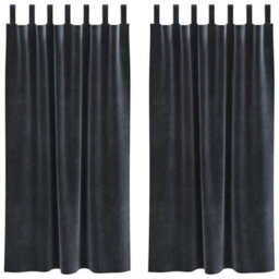 Berkfield Modern Blackout Curtains With Hanging Loops 2 Pcs Dark Grey Velvet
