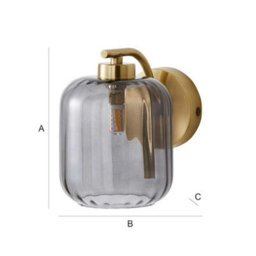 Valuelights Amelie Gold Curved Bar Wall Light With Smoked Ribbed Glass Shade - thumbnail 7