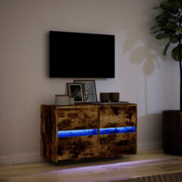 Berkfield Tv Wall Cabinet With Led Lights Smoked Oak 80X31X45 Cm - thumbnail 5