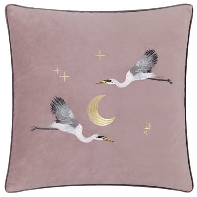 Paoletti Moonlit Flight Embroidered Velvet Cushion Cover - image 1
