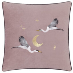 Paoletti Moonlit Flight Embroidered Velvet Cushion Cover - thumbnail 1