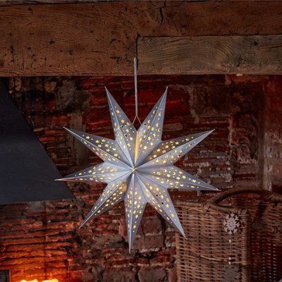 Marco Paul Pre-Lit Silver Origami Star Christmas Decoration - image 1