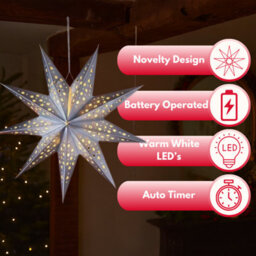 Marco Paul Pre-Lit Silver Origami Star Christmas Decoration - thumbnail 4