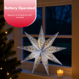 Marco Paul Pre-Lit Silver Origami Star Christmas Decoration - thumbnail 7