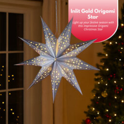 Marco Paul Pre-Lit Silver Origami Star Christmas Decoration - thumbnail 5