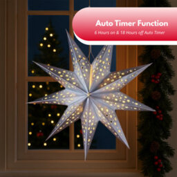 Marco Paul Pre-Lit Silver Origami Star Christmas Decoration - thumbnail 8