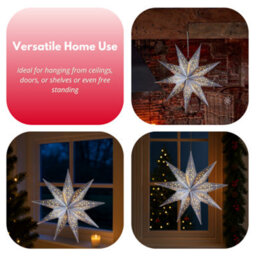 Marco Paul Pre-Lit Silver Origami Star Christmas Decoration - thumbnail 6