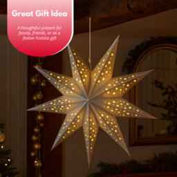 Marco Paul Pre-Lit Silver Origami Star Christmas Decoration - thumbnail 9