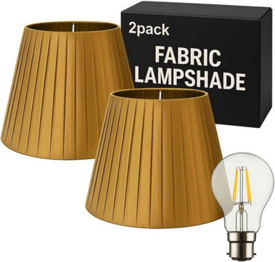 Apricot Stain 2Pack Fabric Coolie Lampshade With Premium Quality Free A60 Led Bulb - image 1