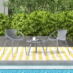 Costway 3 Pieces Bistro Table Set All Weather Pp Patio Conversation Set-Grey - thumbnail 5