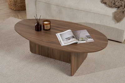 Decortie Orba Oval Coffee Table Natural Walnut Effect 120 X 65 X 40 Cm - image 1