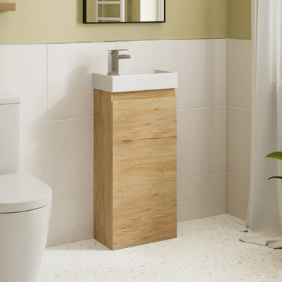 Affine 400mm Bathroom Vanity Unit Ceramic Basin Furniture Floorstanding Soft Close Oak - image 1
