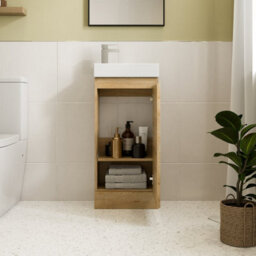 Affine 400mm Bathroom Vanity Unit Ceramic Basin Furniture Floorstanding Soft Close Oak - thumbnail 2