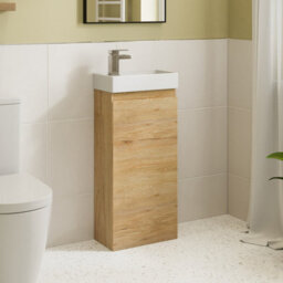 Affine 400mm Bathroom Vanity Unit Ceramic Basin Furniture Floorstanding Soft Close Oak - thumbnail 1