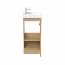 Affine 400mm Bathroom Vanity Unit Ceramic Basin Furniture Floorstanding Soft Close Oak - thumbnail 4