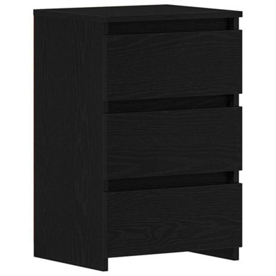 Berkfield Modern Nightstand In Black Oak - 40X35X62.5 Cm, Made From Engineered Wood