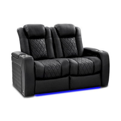 Valencia Tuscany Ultimate Luxury Edition Home Theater Recliner Row Of 2 Loveseat Onyx Semi Aniline Leather - image 1