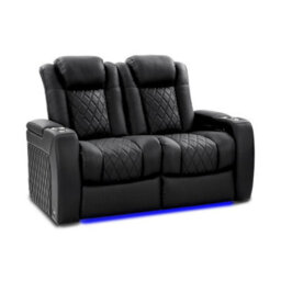 Valencia Tuscany Ultimate Luxury Edition Home Theater Recliner Row Of 2 Loveseat Onyx Semi Aniline Leather