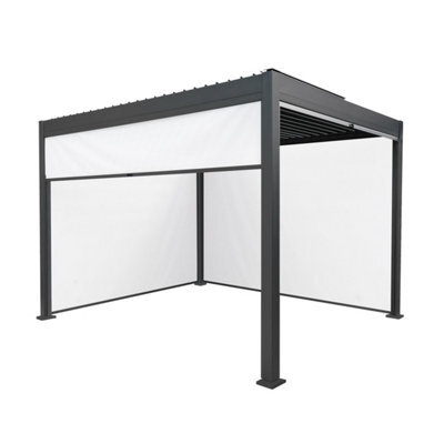 MonsterShop Metal Pergola 3M X 3M Anthracite Grey W/ 4 Retractable White Blinds - image 1