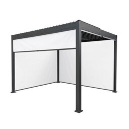 MonsterShop Metal Pergola 3M X 3M Anthracite Grey W/ 4 Retractable White Blinds