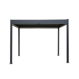 MonsterShop Metal Pergola 3M X 3M Anthracite Grey W/ 4 Retractable White Blinds - thumbnail 2