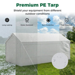 Costway Outdoor Carport 586 X 305 Cm Car Canopy With Roll-Up Ventilated Windows For Truck & Party-White - thumbnail 5