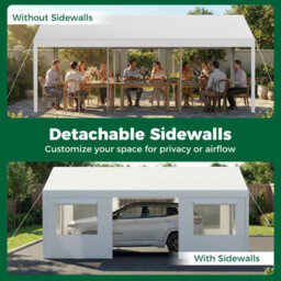 Costway Outdoor Carport 586 X 305 Cm Car Canopy With Roll-Up Ventilated Windows For Truck & Party-White - thumbnail 4