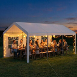 Costway Outdoor Carport 586 X 305 Cm Car Canopy With Roll-Up Ventilated Windows For Truck & Party-White - thumbnail 3