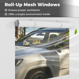 Costway Outdoor Carport 586 X 305 Cm Car Canopy With Roll-Up Ventilated Windows For Truck & Party-White - thumbnail 8