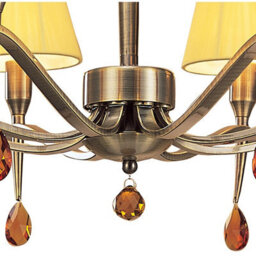 Luminosa Lighting Luminosa Siena Semi Flush Round 6 Light E14, Antique Brass With Amber Cream Shades And Amber Crystal - thumbnail 5